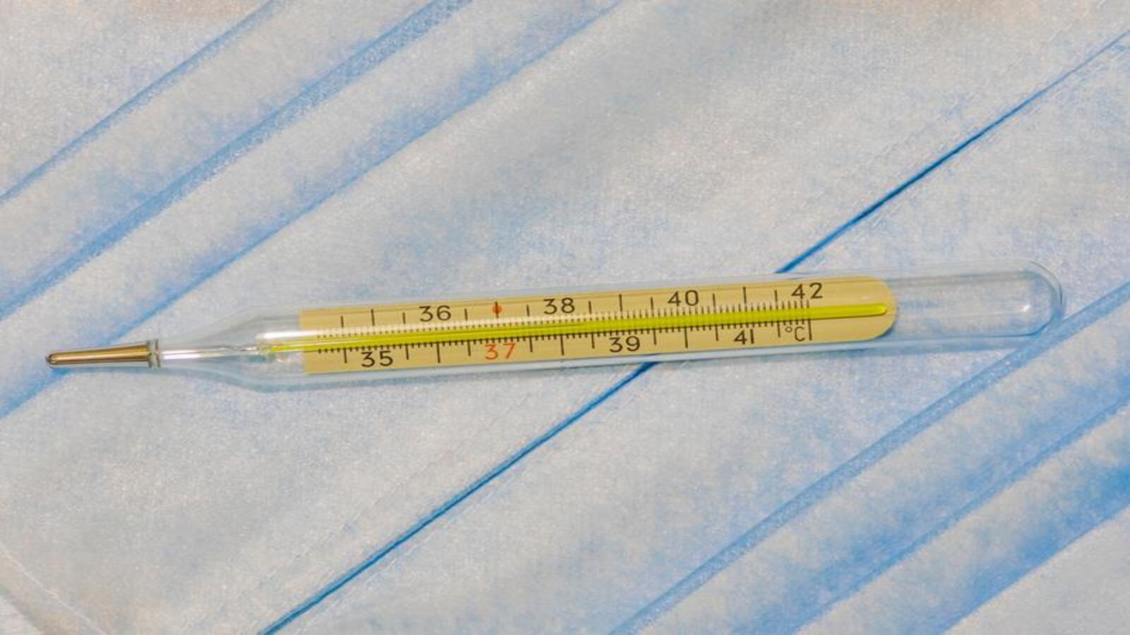 体温の測定を開始する場所にダンプされた水銀温度計の程度を確認する方法